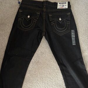 True Religion Black Jeans with Gold Stitching